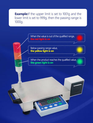 3 kg staal SOHE ATJP-schaal met LED-drie-kleurige alarmlamp en barcode QR-code-afdruk