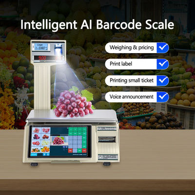 15 kg Touch Screen Label Printing Weegschaal met LED-LCD-scherm en 1*RS232-poorttype