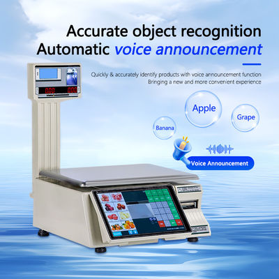 15 kg Touch Screen Label Printing Weegschaal met LED-LCD-scherm en 1*RS232-poorttype