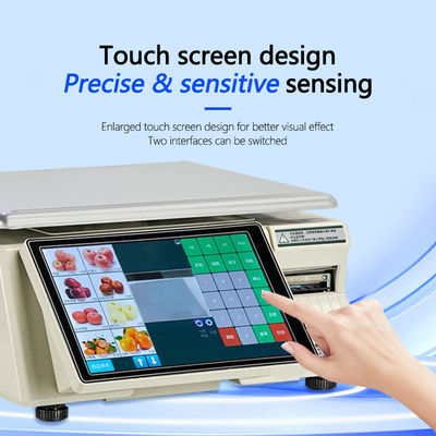 15 kg Touch Screen Label Printing Weegschaal met LED-LCD-scherm en 1*RS232-poorttype