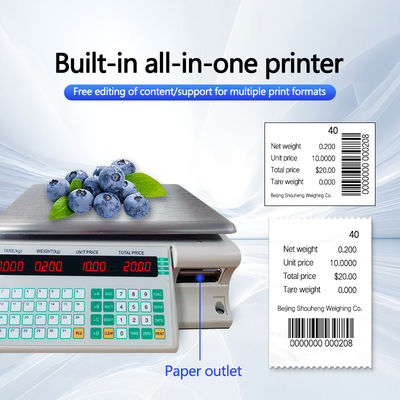 Supermarkt 3 kg Digitale computerwaarde met barcode-etiketprint en papierrolhouder