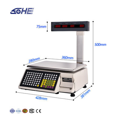ABS-plaat van kunststof/roestvrij staal 30 kg Drukbalkcode Tabel Scale SHW-TMB -20 C-50 C