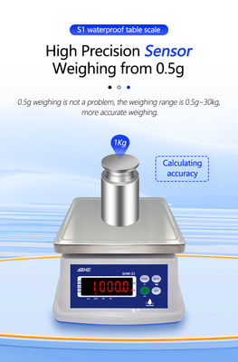 Waterdichte dubbele scherm elektronische weegschaal met een capaciteit van 3-30 kg en aangepaste ondersteuning