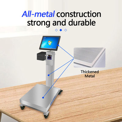 Metalen Industriële weegschaal met 15-inch touchscreen draaitafel en wielen
