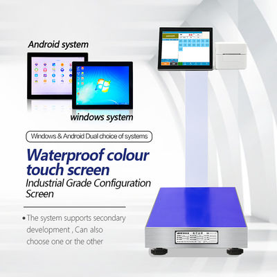 15 inch LCD-scherm 15-500kg Seafood Processing Dock Android Print Label Scale -10-40C