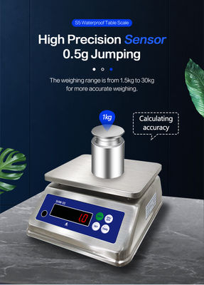 AV220V/50HZ Dubbel scherm roestvrij staal waterdicht tafel Elektronische weegschaal 15kg