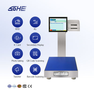 SOHE 60KG Batterijtype Waterdicht Label Printing Scale met Smart Weighing en Printer