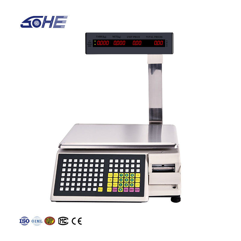 Geavanceerde drukbarcode-tafelschaal SHW-TMB 30 kg met AC 100-240V/DC21V-vermogen